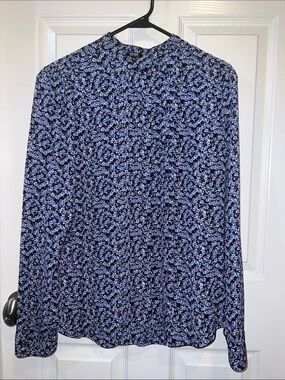 Express Portofino Button-Down Floral Shirt - Black & Blue